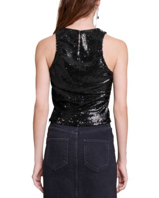 Maje Black Sequin Top