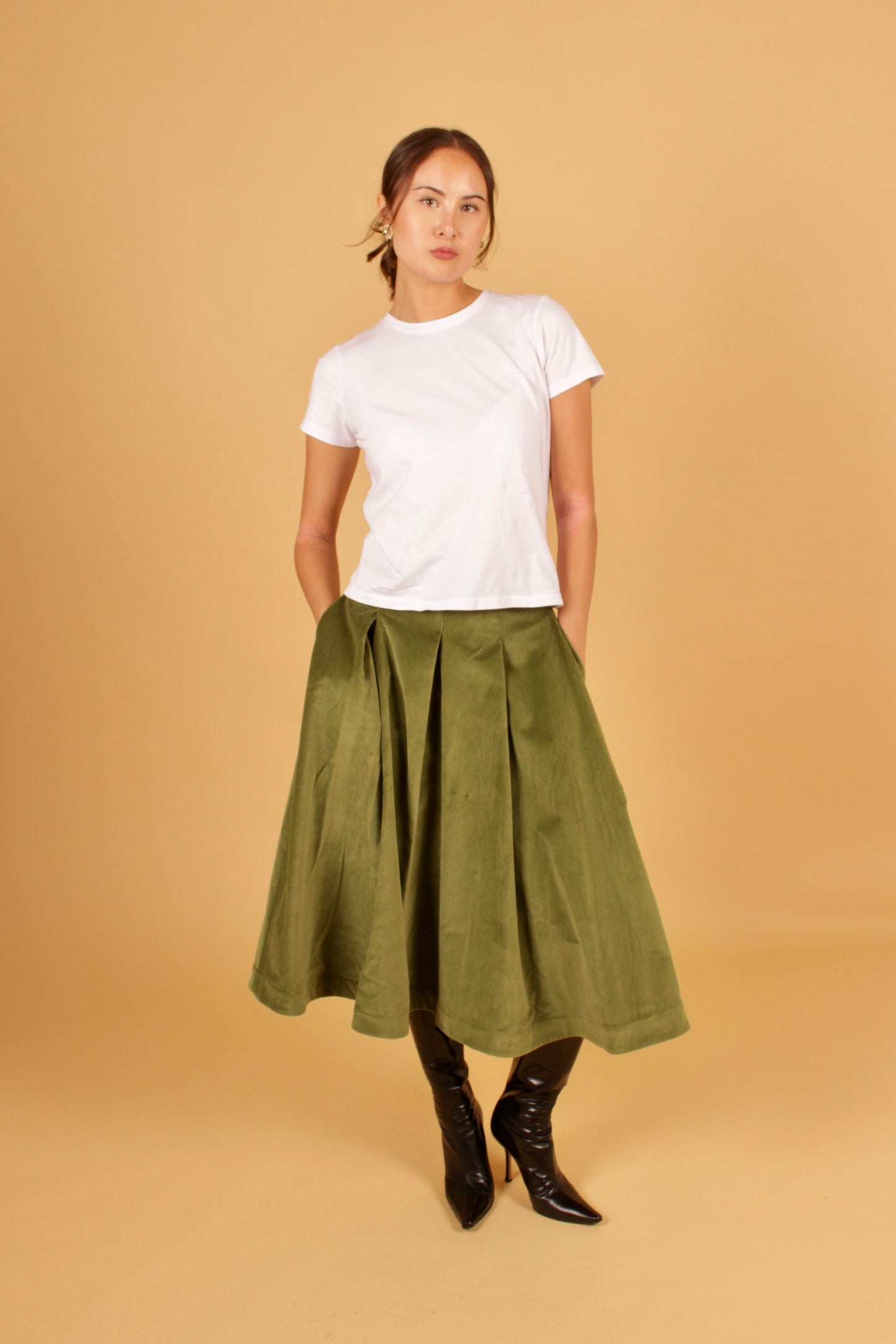 Cawley Green Velvet Skirt