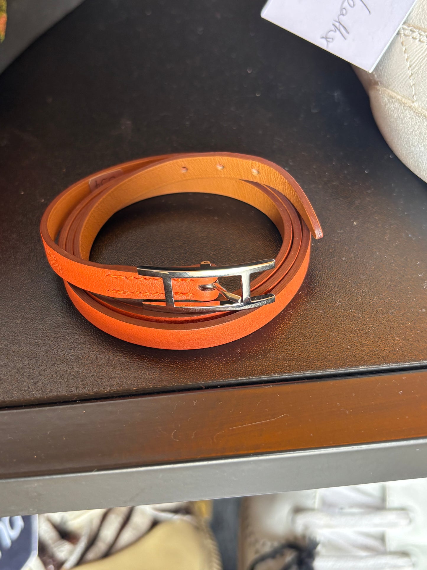 Hermes Behapi Orange Triple Leather Bracelet
