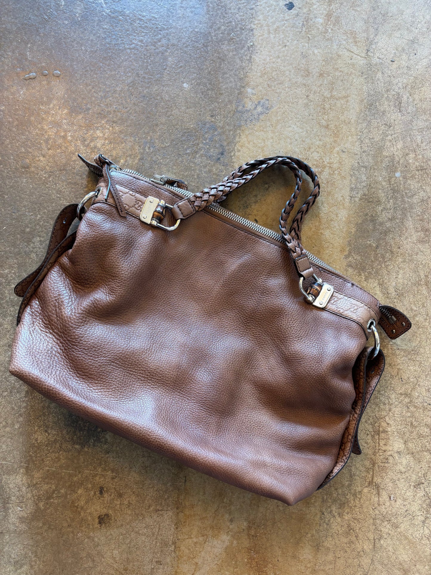 Gucci Large Bamboo Leather Bag