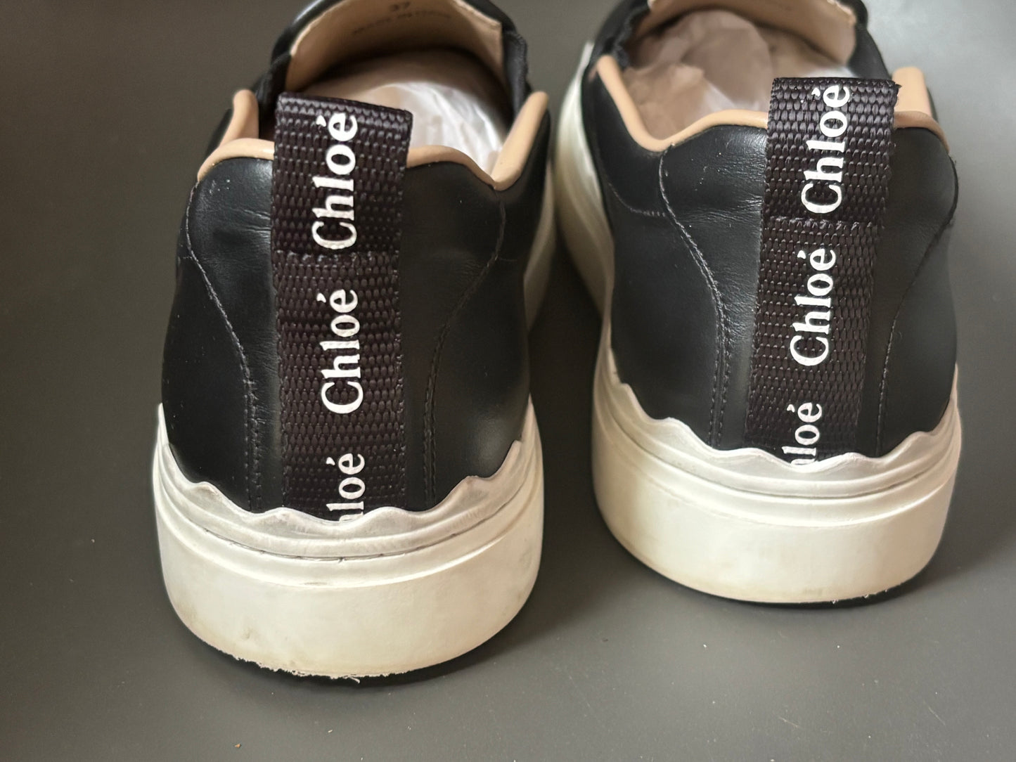 Chloe Black Leather Slip Ons