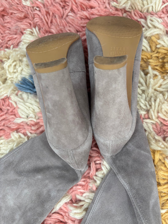 Stuart Weitzman Grey Suede Stretch Boots