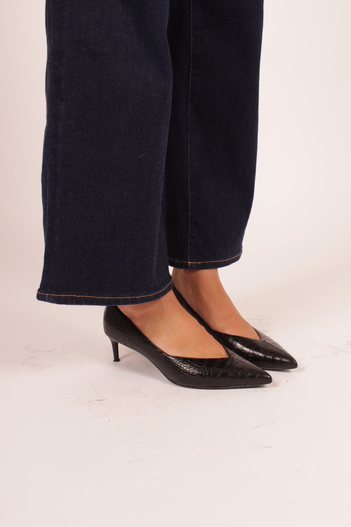 Max Mara Moc Croc Kitten Heels