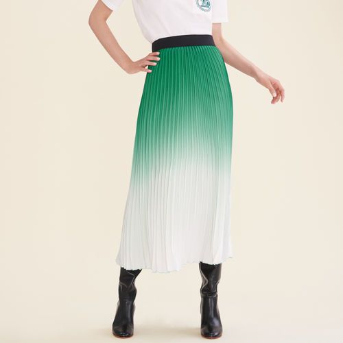 Maje Green Pleated Midi Skirt