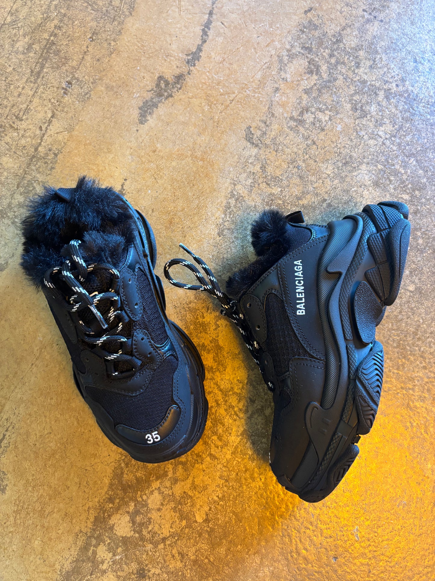 Balenciaga Triple S Faux Fur Trainers
