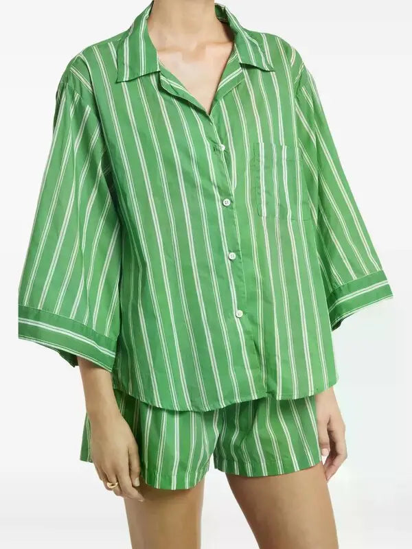 Faithfull the Brand Green Striped Shorts