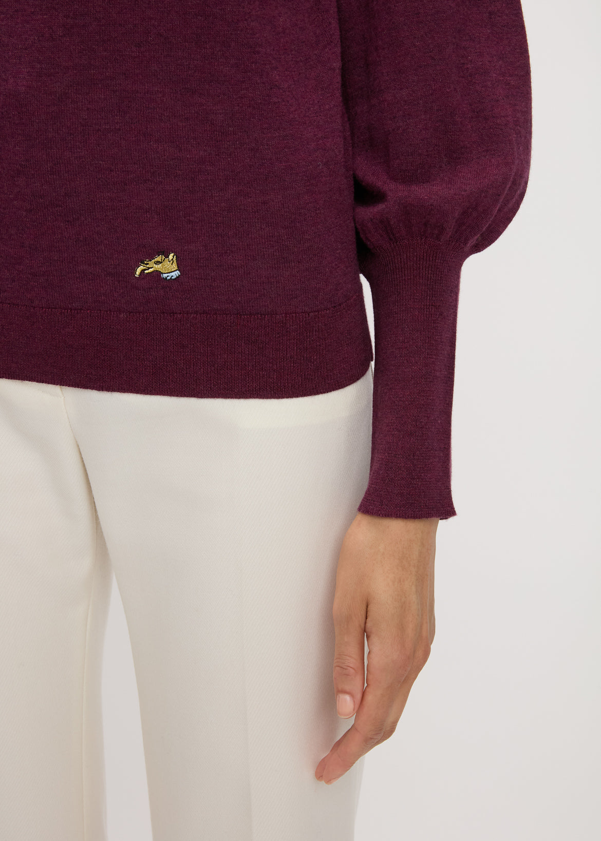 Bella Freud Wine Polo Neck Sweater