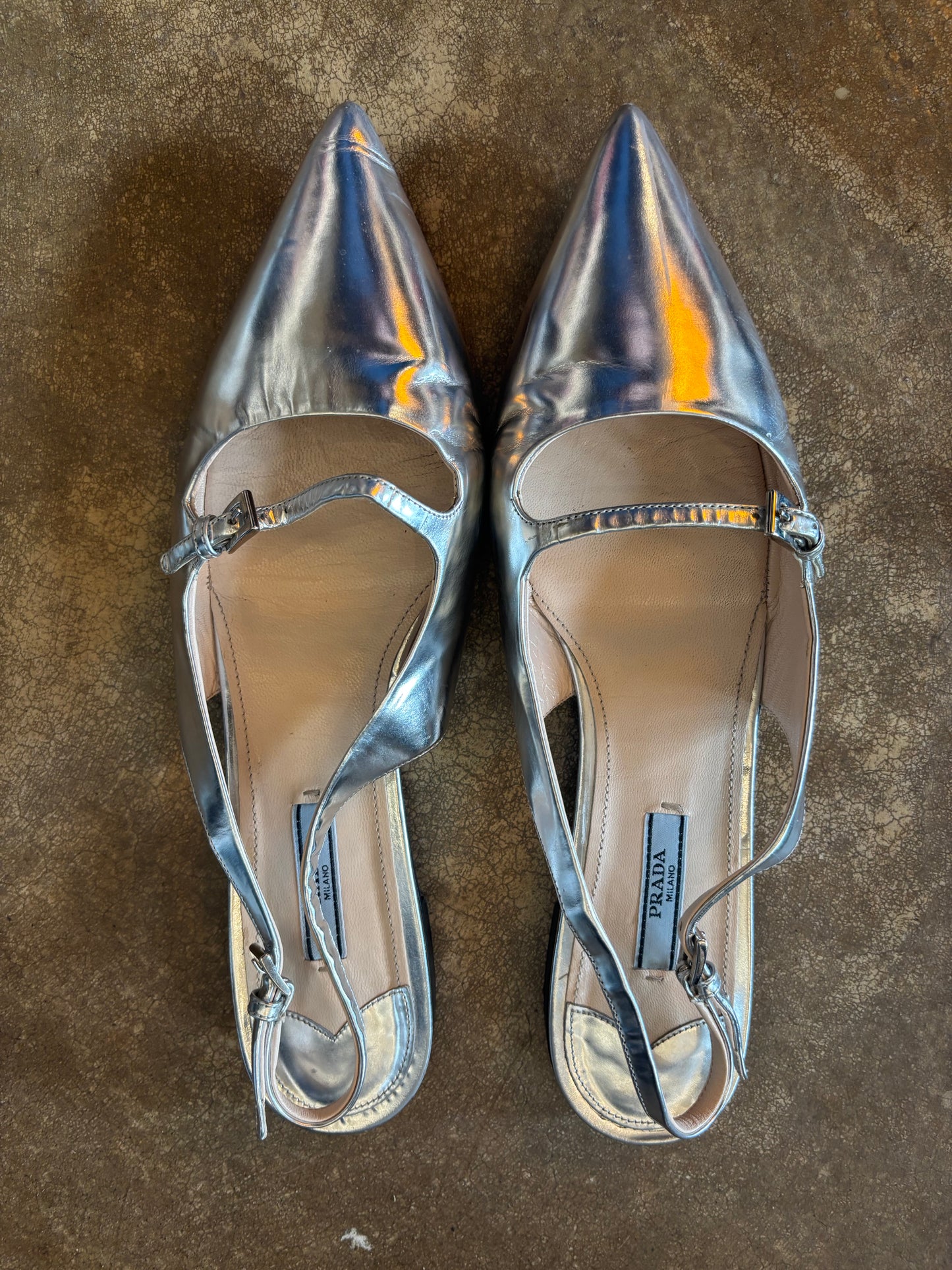 Prada Silver Flats
