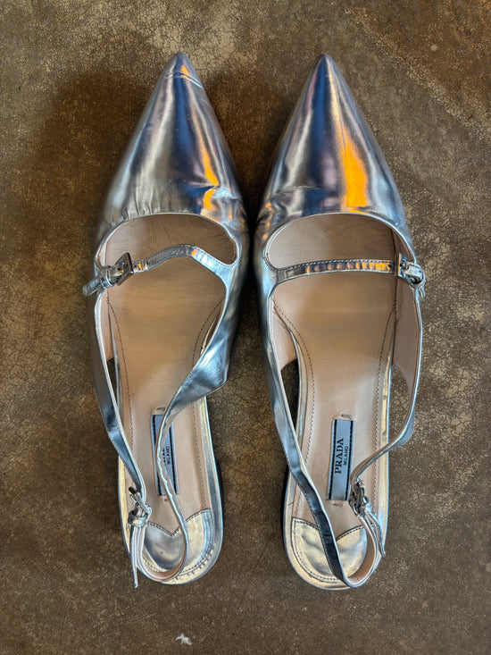Prada Silver Flats