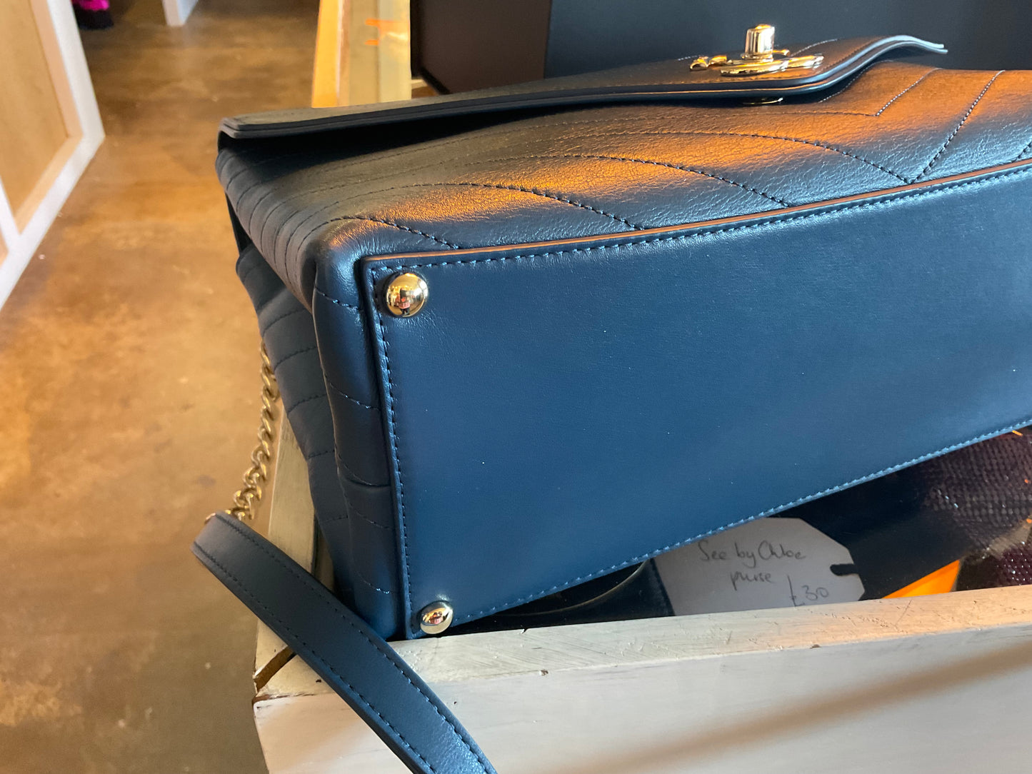 Chanel Blue Chevron Flap Bag
