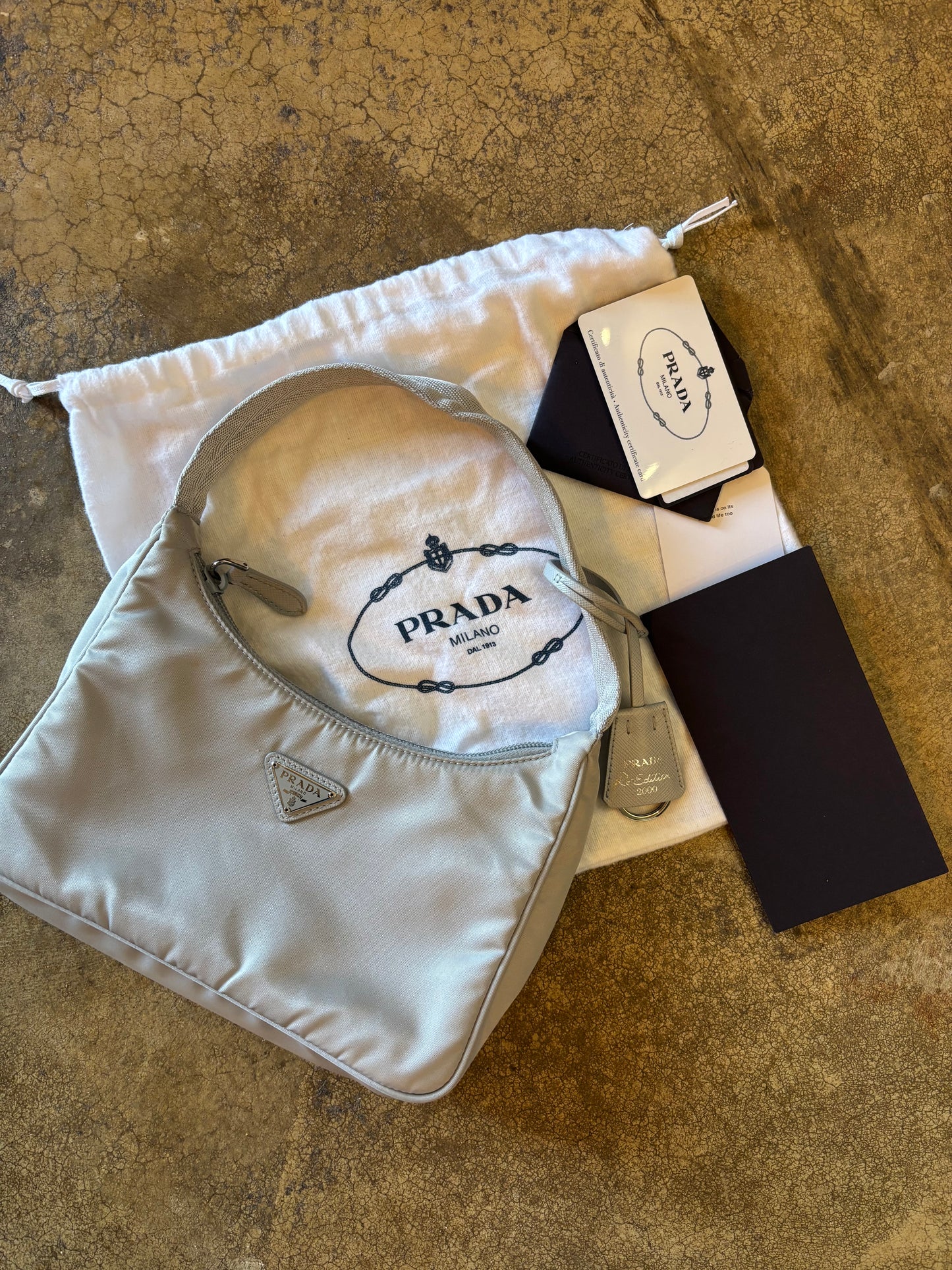 Prada Grey 2005 Re-Edition Nylon Bag