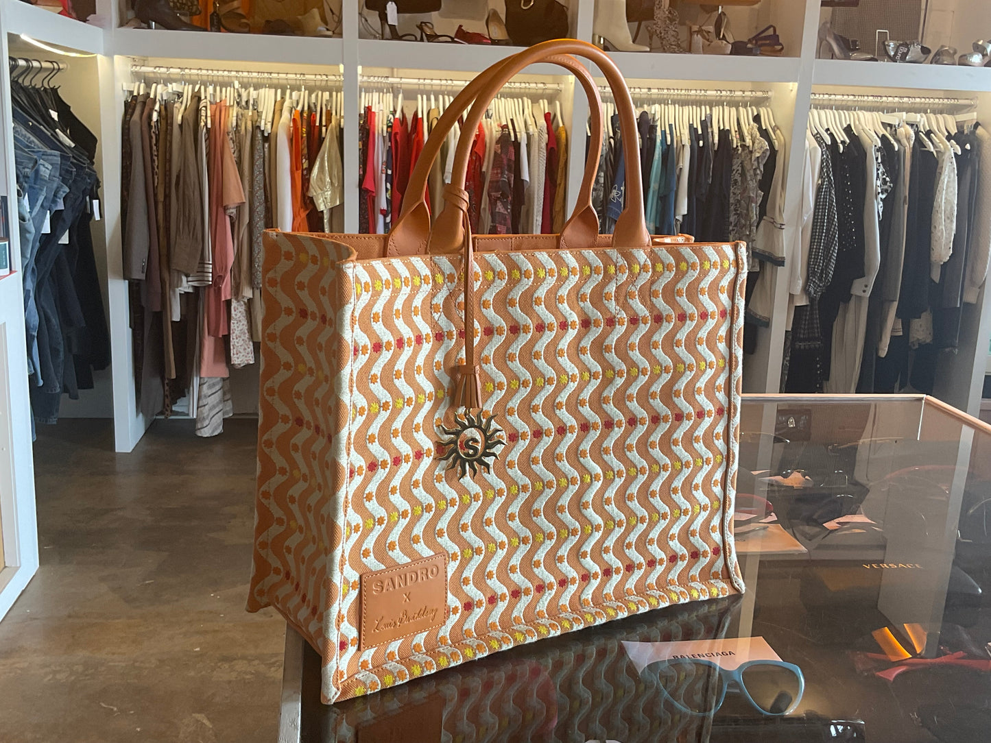 Sandro x Louis Barthelemy Orange Embroidered Kasbah Tote