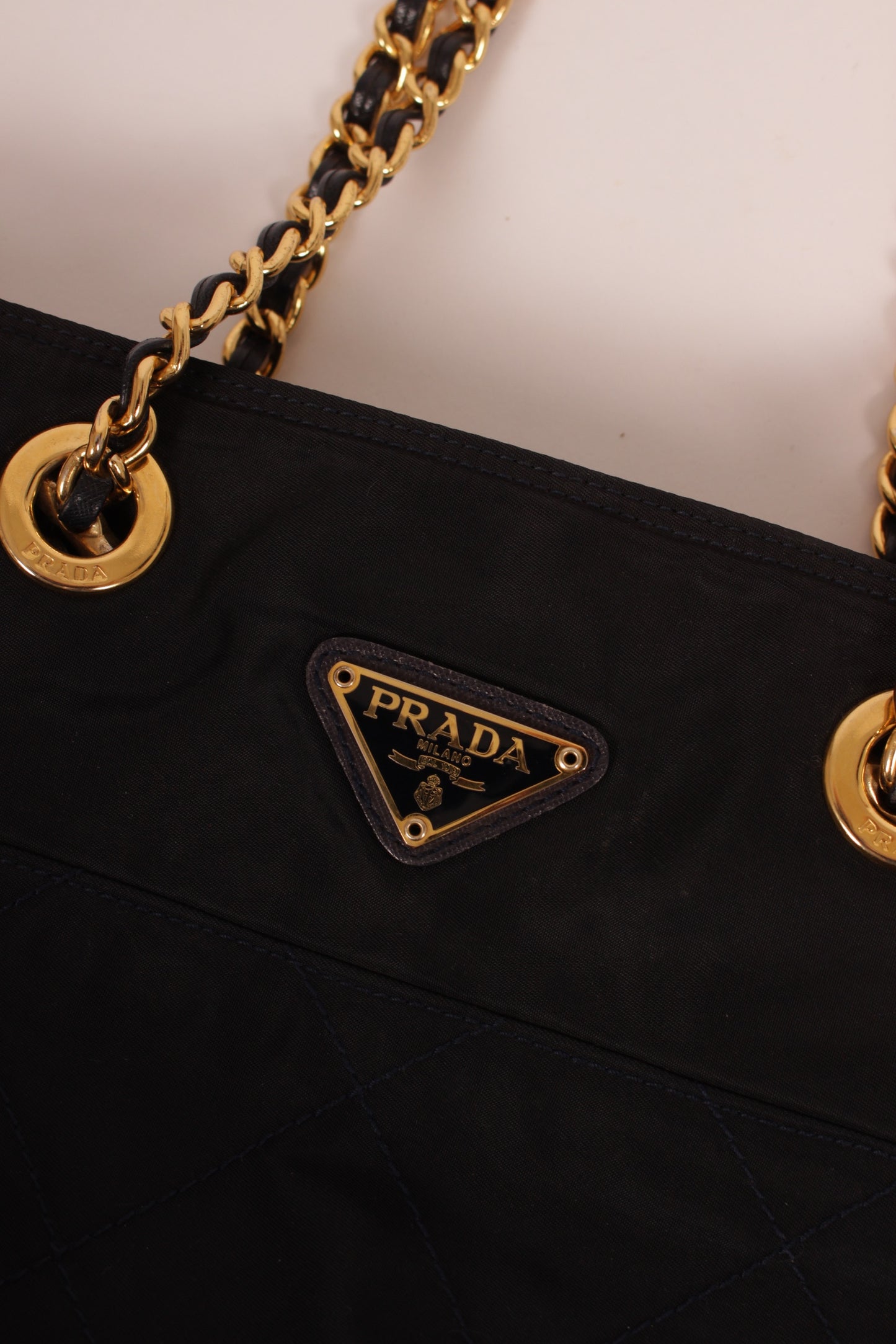 Prada Black and Gold Nylon Bag