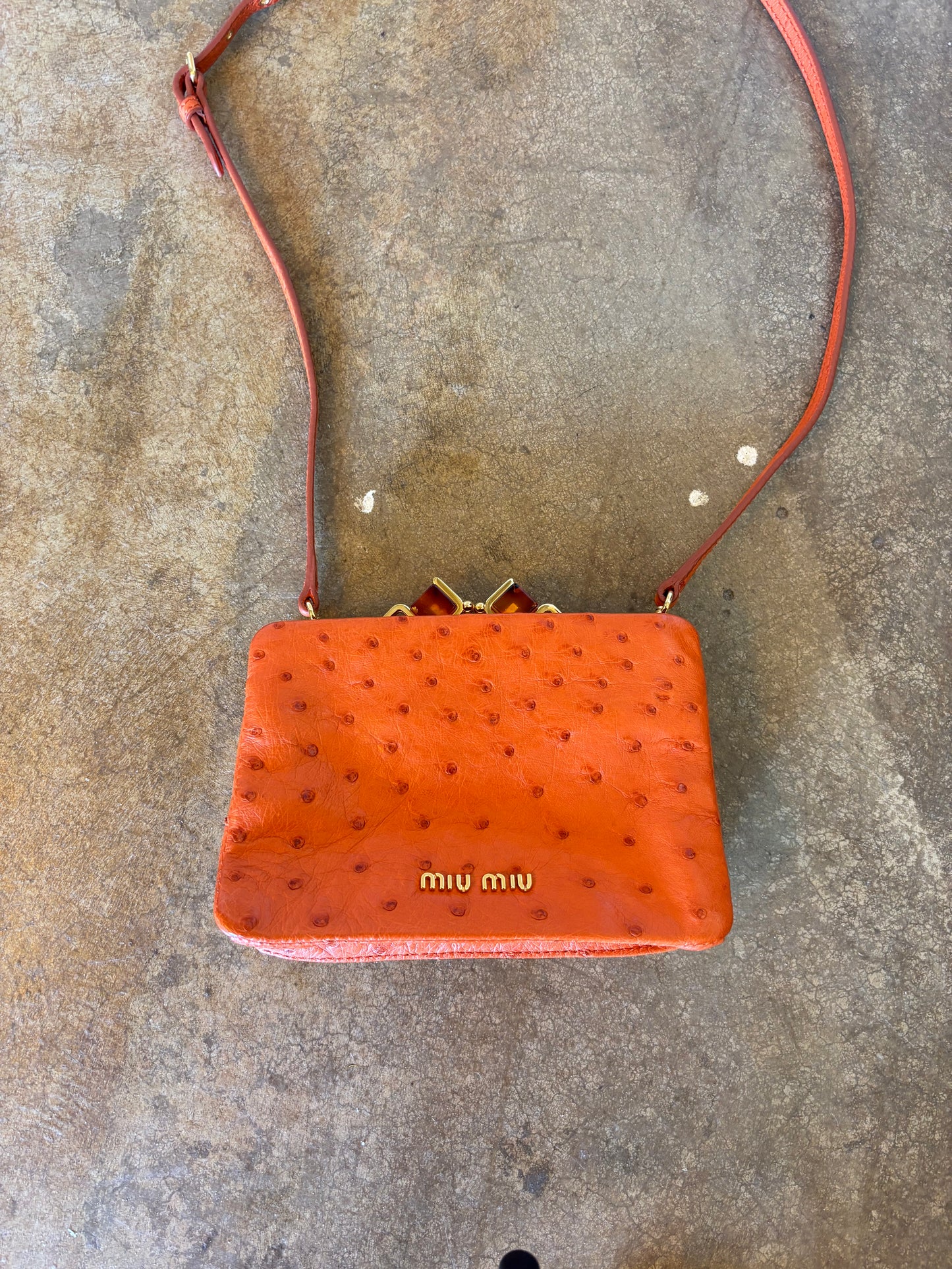 Miu Miu Ostrich Mini Crossbody Bag