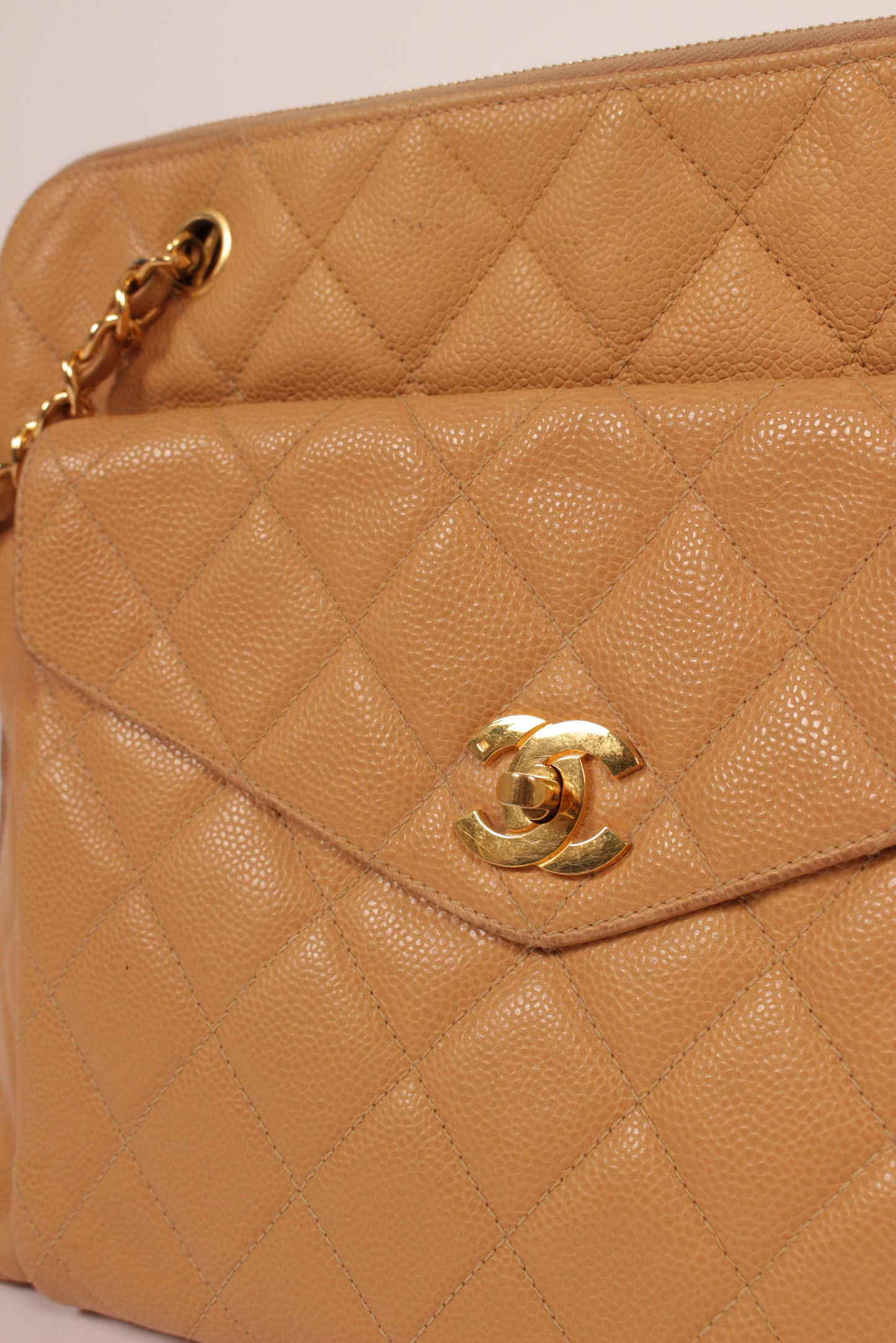 Chanel Caviar Leather Beige Tote Bag