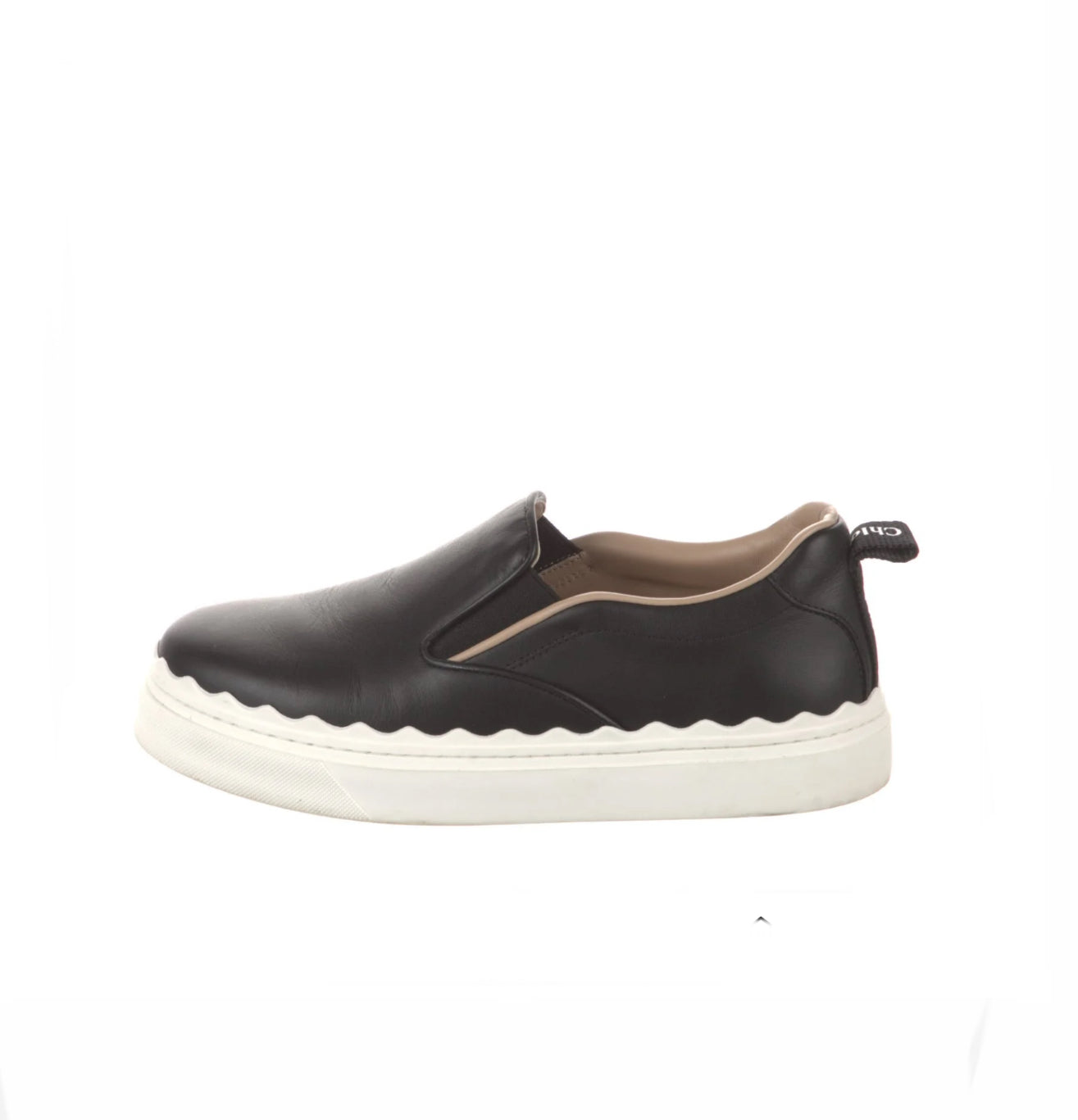 Chloe Black Leather Slip Ons