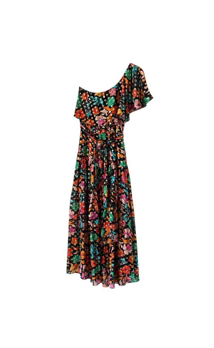 Lazul One Shoulder Metallic Dress