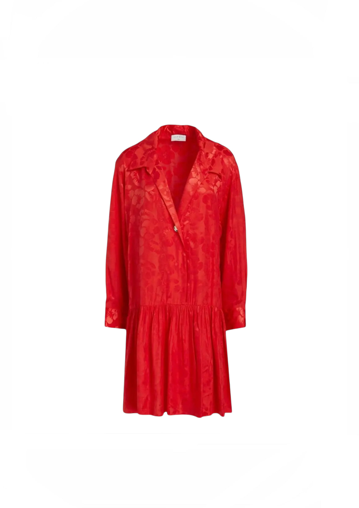 Sandro Red Embossed Floral Dress