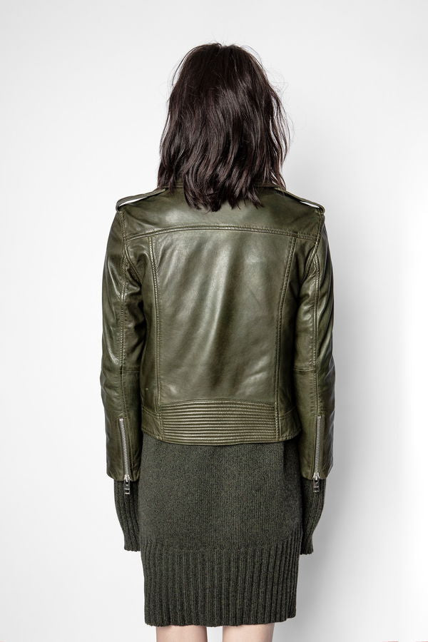Zadig Voltaire Dark Green Leather Biker