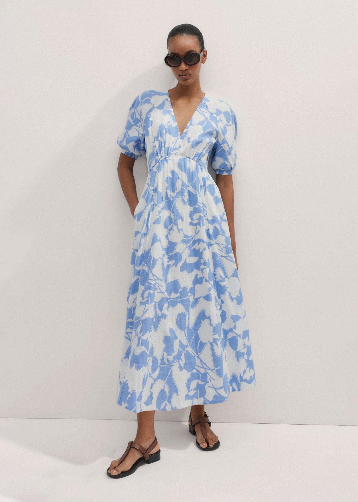 Me+Em Cheesecloth Tulip Print Dress