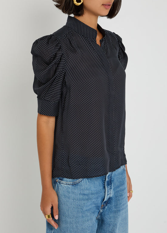 Frame Silk Polka Dot Top