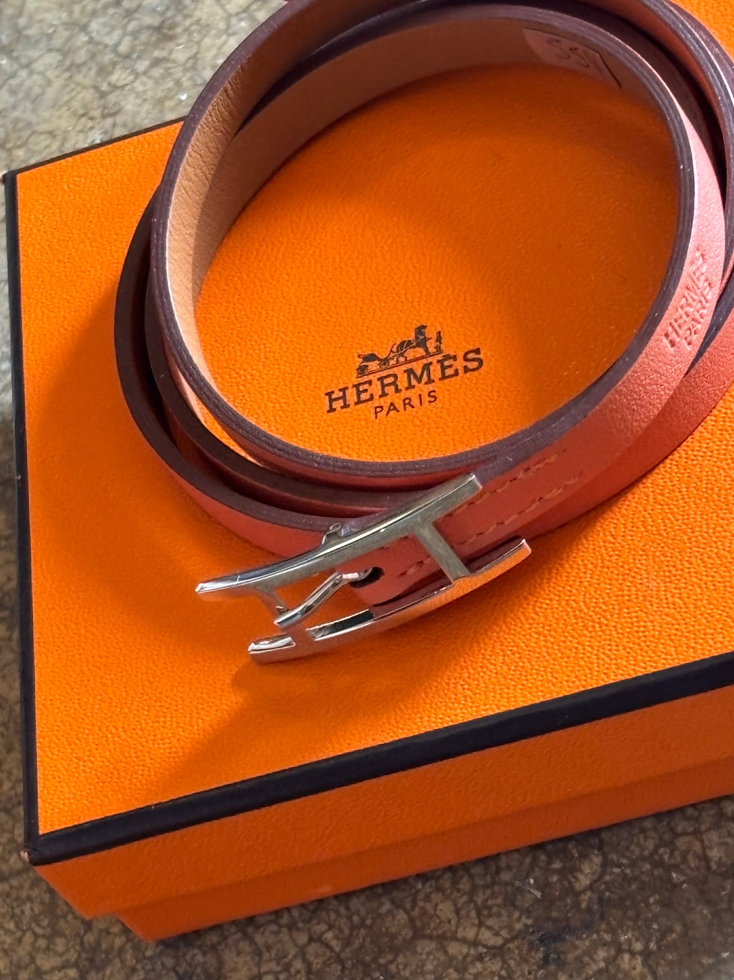 Hermes Behapi Orange Triple Leather Bracelet
