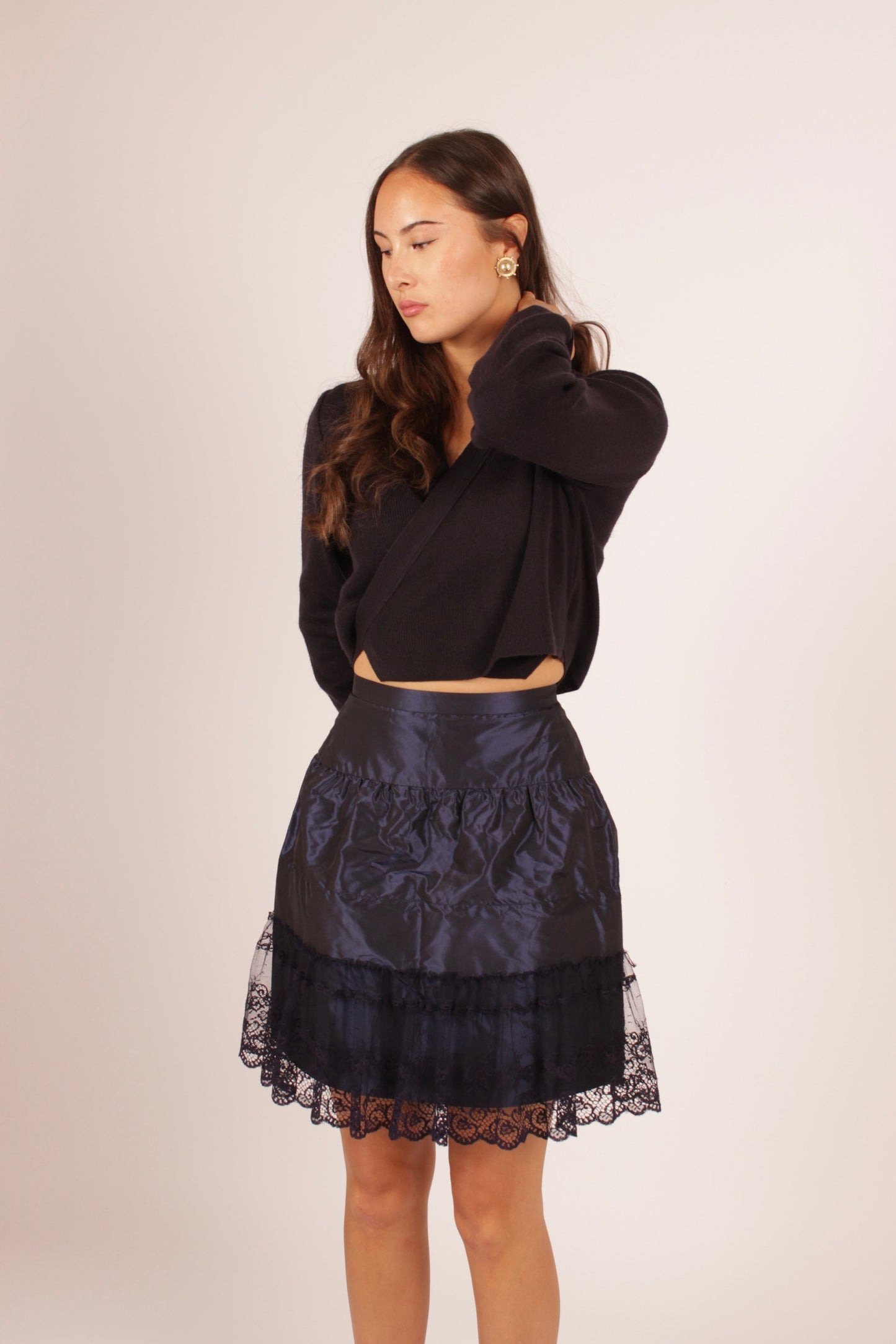 Vintage Chanel Lace and Taffeta Skirt