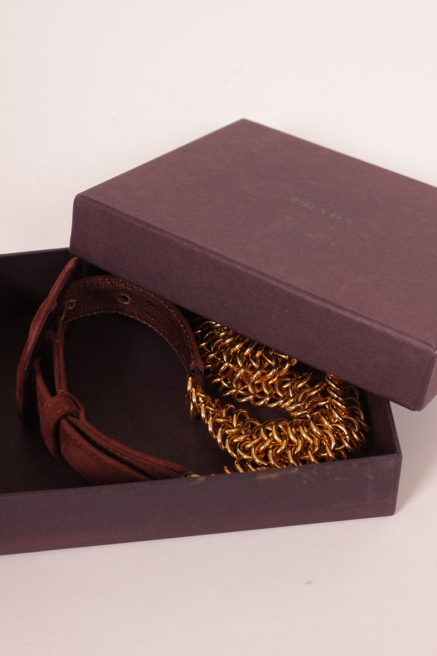 Prada Brown Suede and Gold Belt