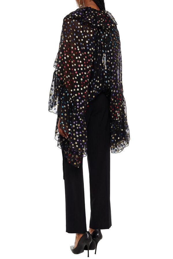 Saint Laurent Metallic Chiffon Cape