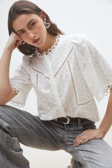 Suncoo White Cotton Blouse