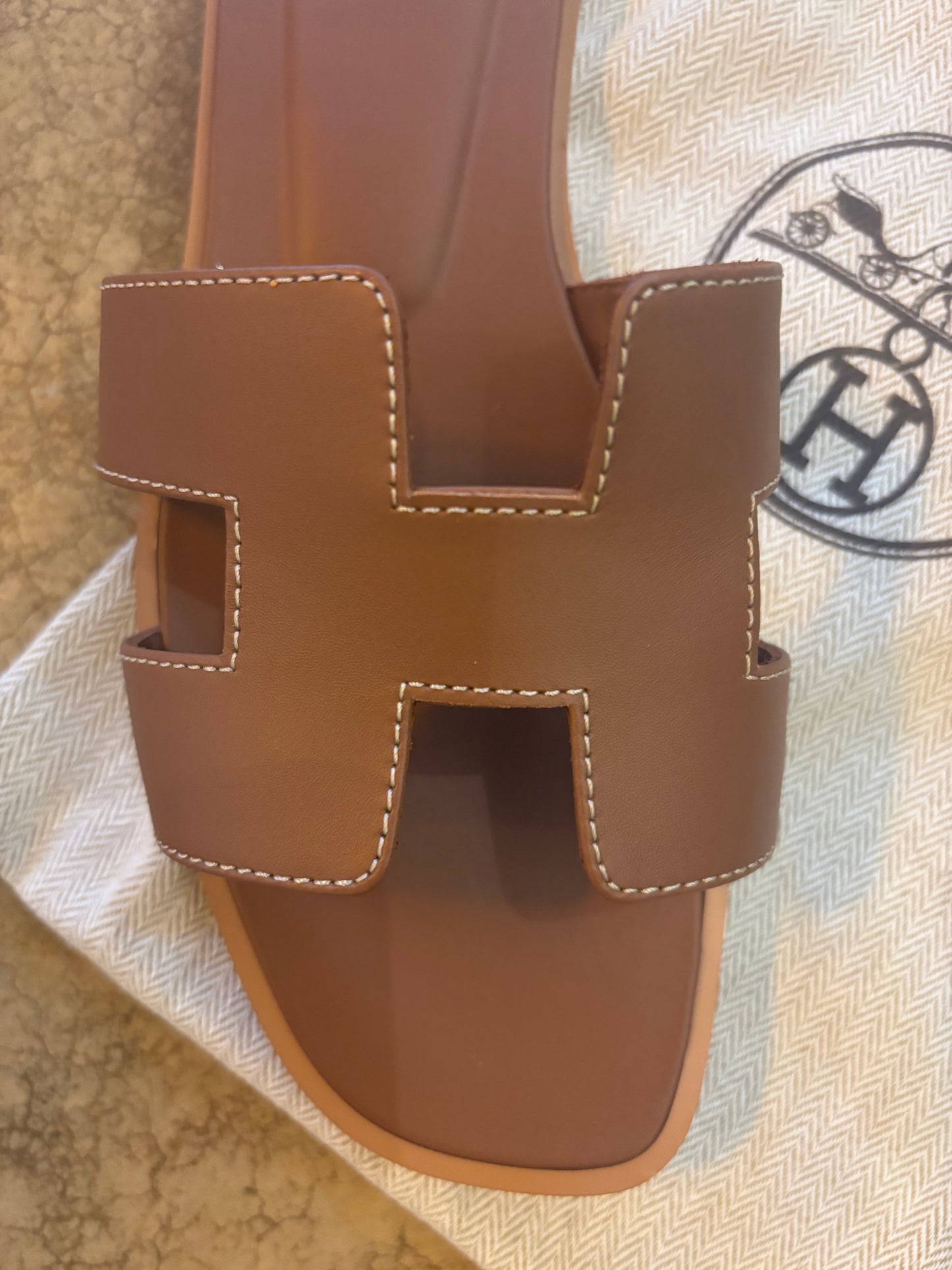 Hermes Oran Tan Sandals