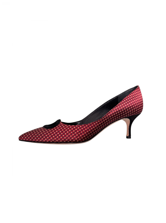 Manolo Blahnik Fabric Kitten Heels