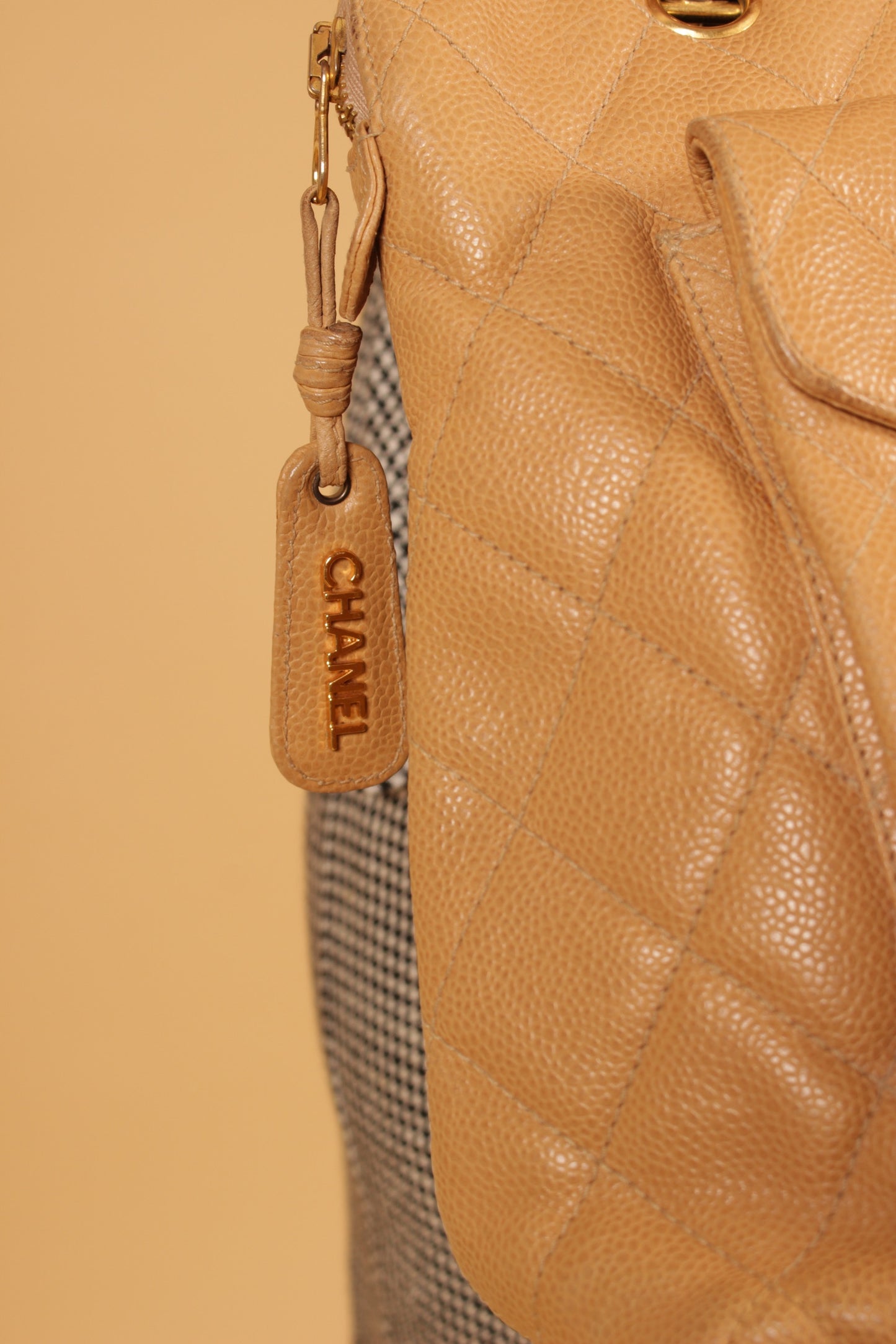 Chanel Caviar Leather Beige Tote Bag