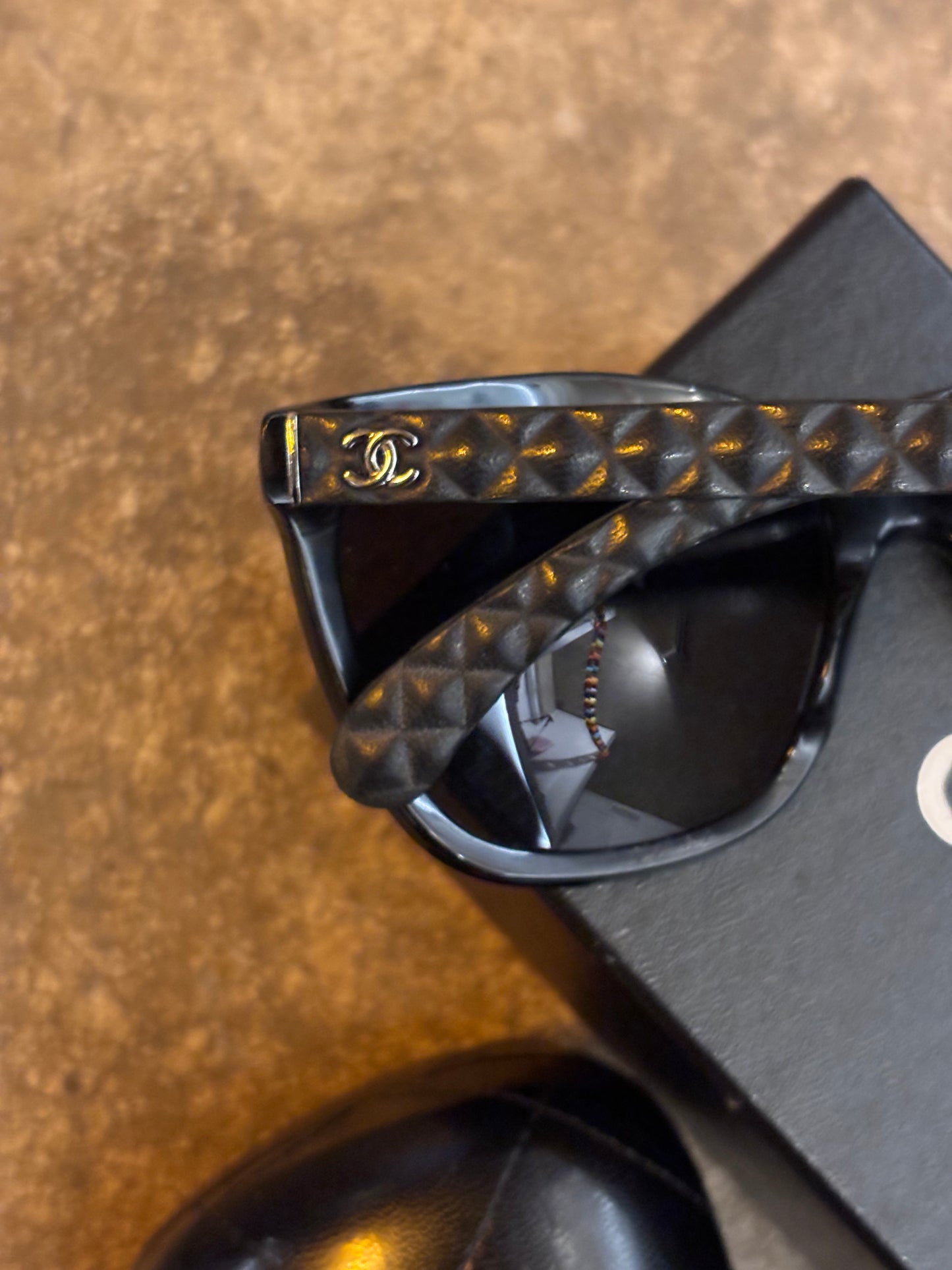 Chanel Black Quilted Side Sunglasses