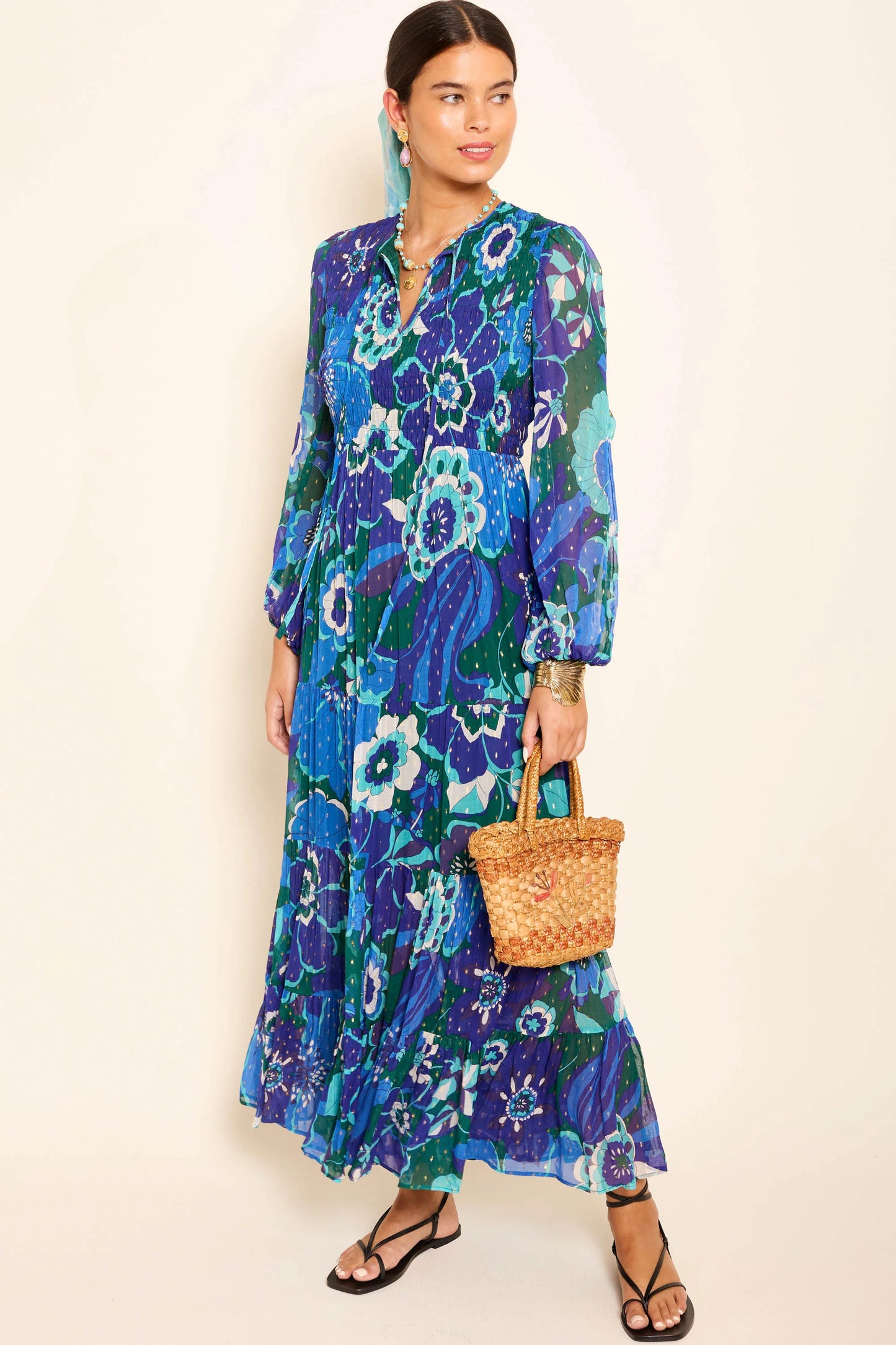 Rixo Blue Chiffon Dress
