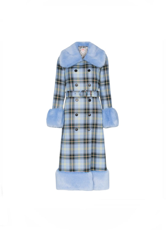 Shrimps Checked Faux Fur Coat