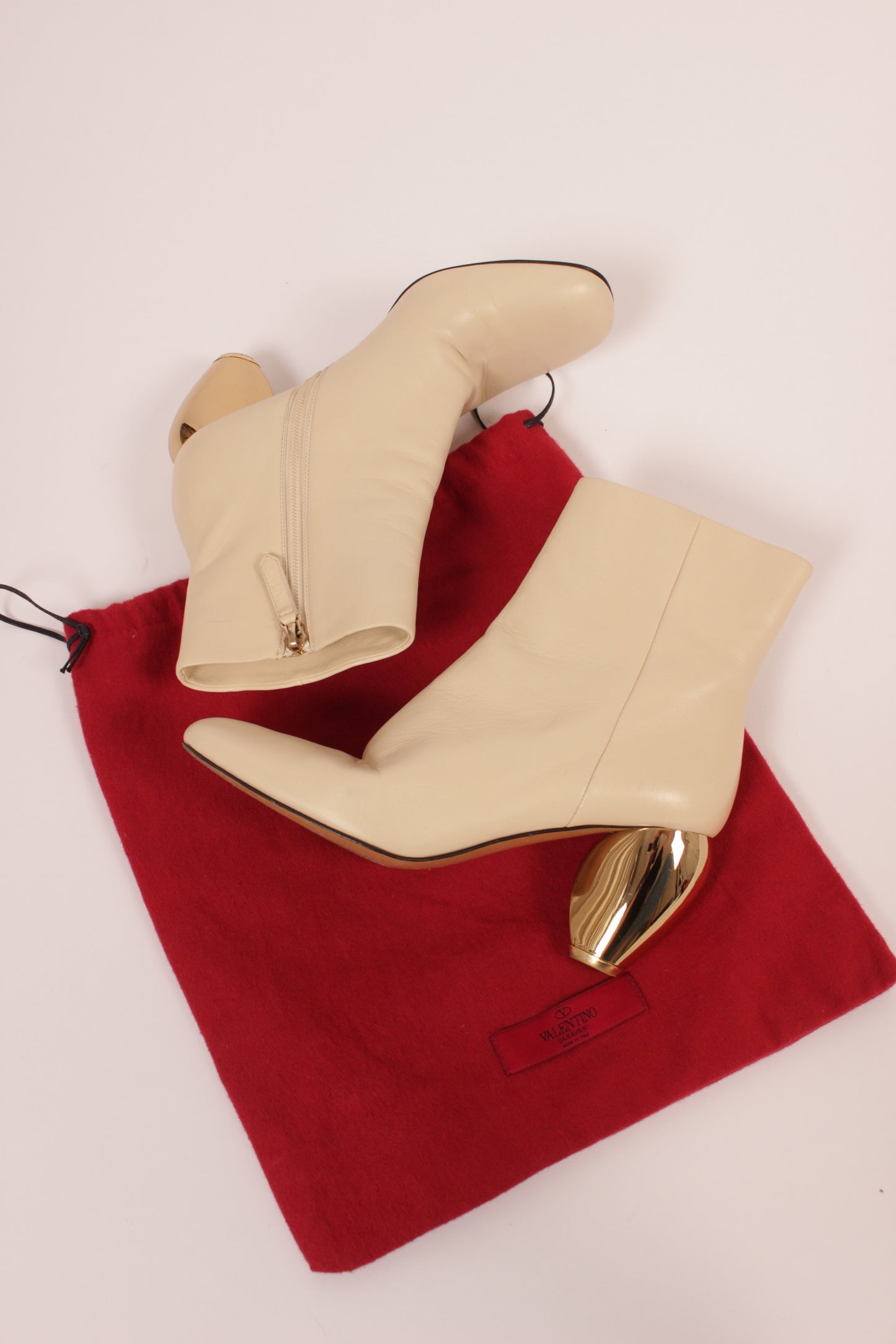 Valentino Gold Heeled Boots