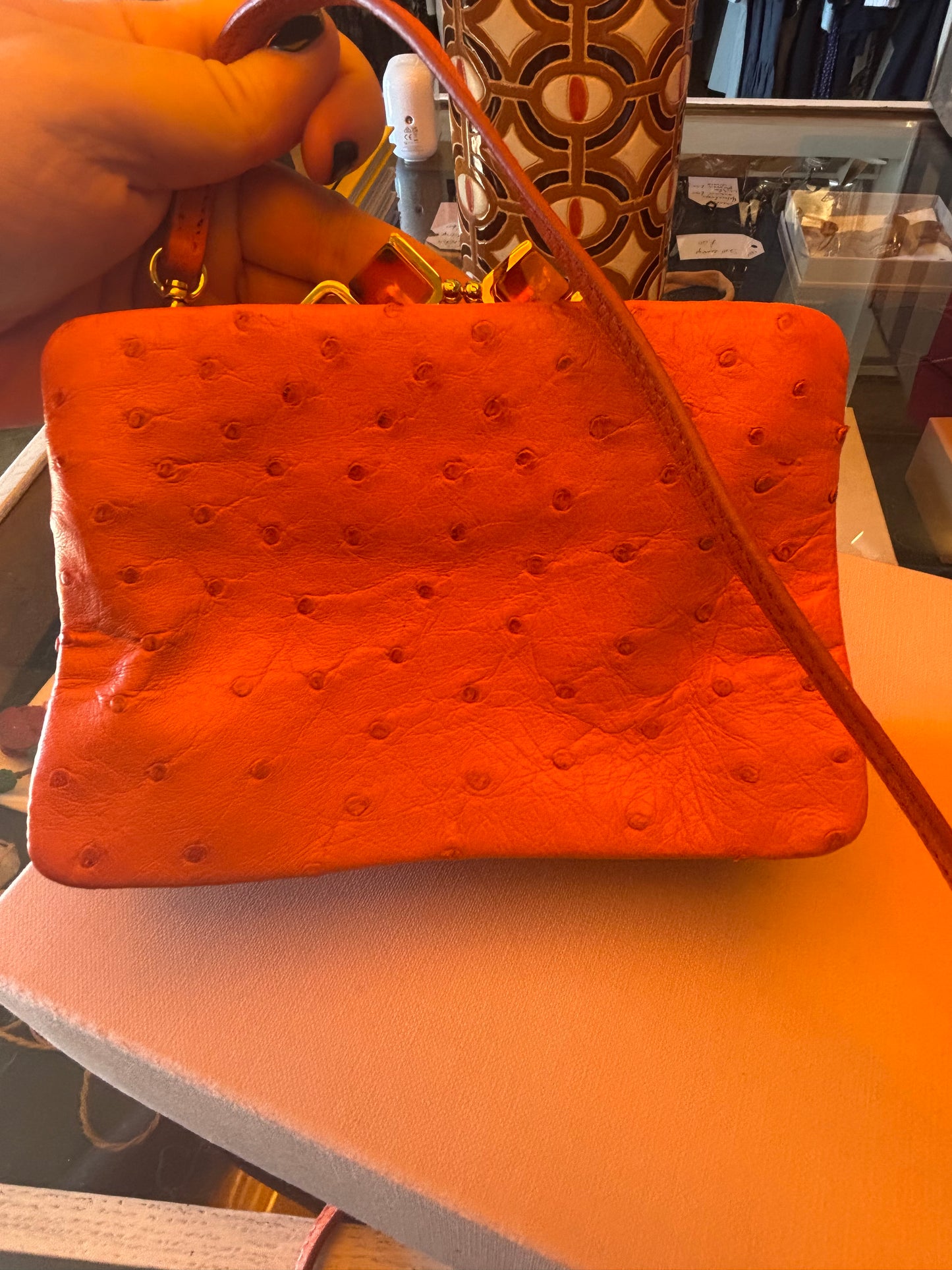 Miu Miu Ostrich Mini Crossbody Bag