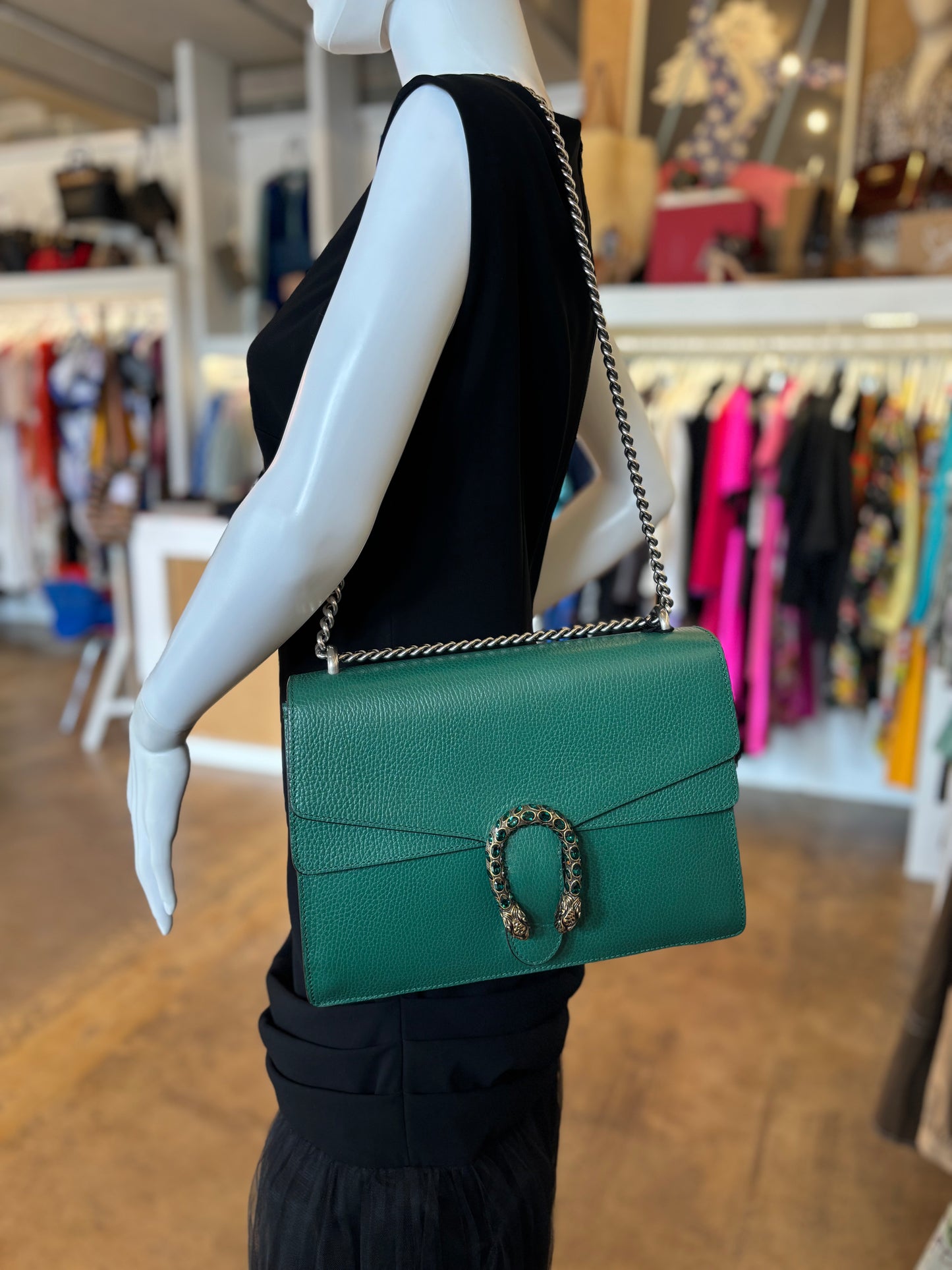 Gucci Emerald Leather Dionysus Bag