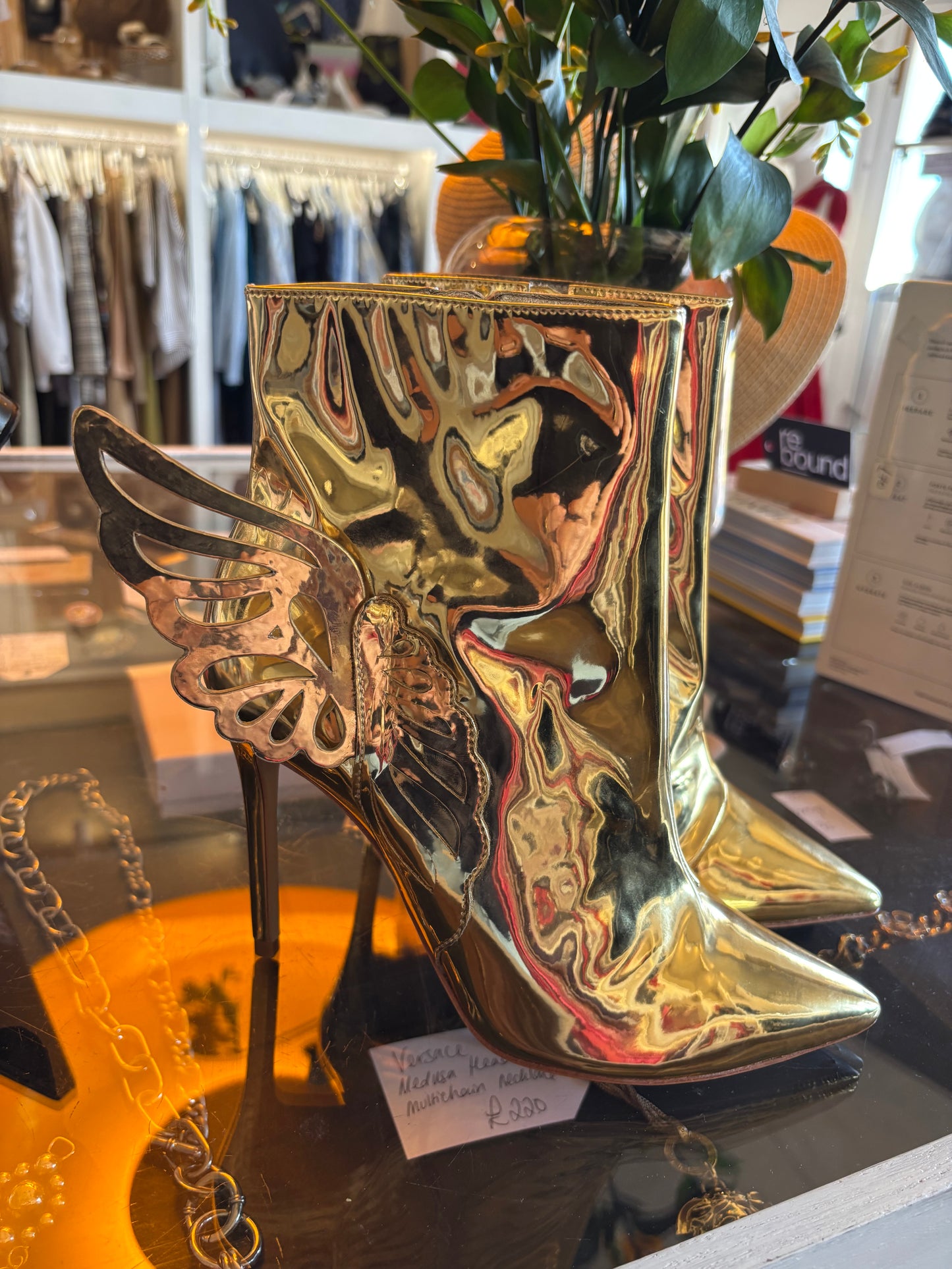 Sophia Webster Gold Butterfly Boots