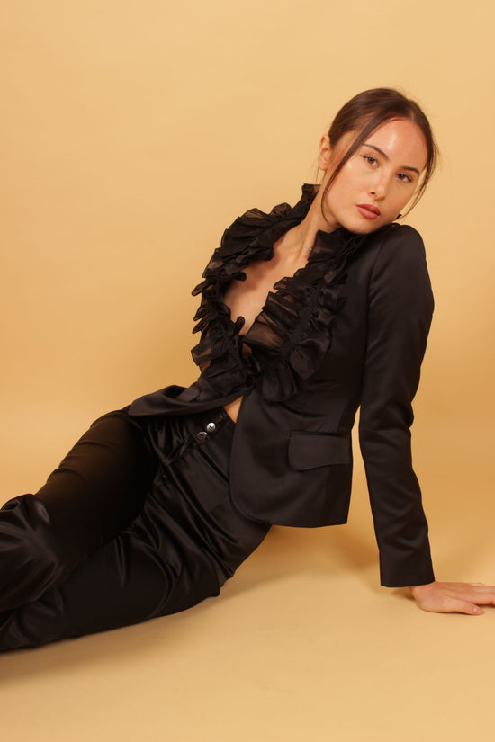 D&G Ruffle Neck Satin Blazer