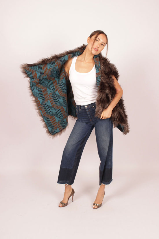 Prada Faux Fur Shawl Coat