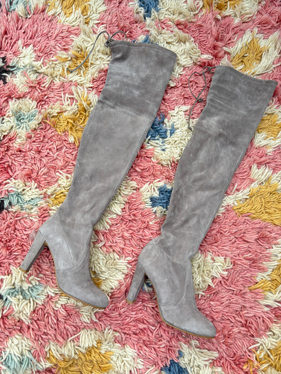 Stuart Weitzman Grey Suede Stretch Boots