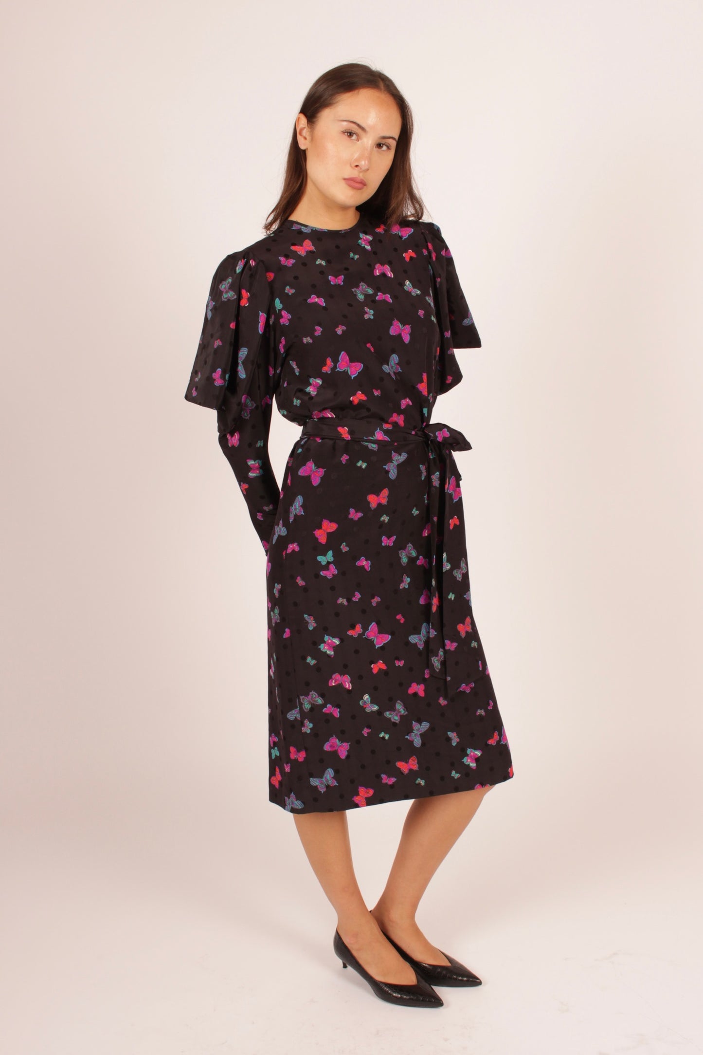 Vintage Hanae Mori Butterfly Silk Dress