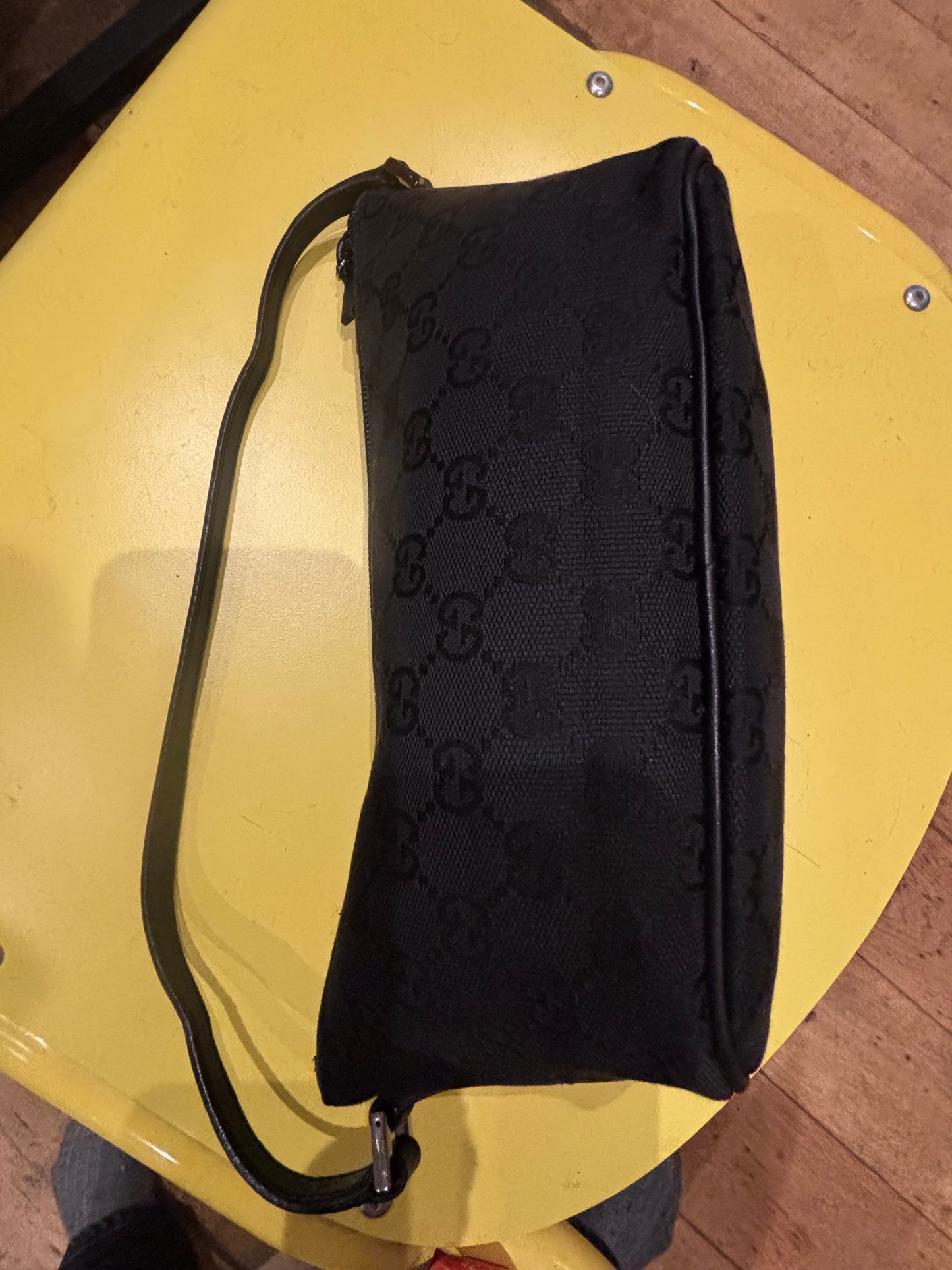 Gucci Black Canvas Boat Baguette