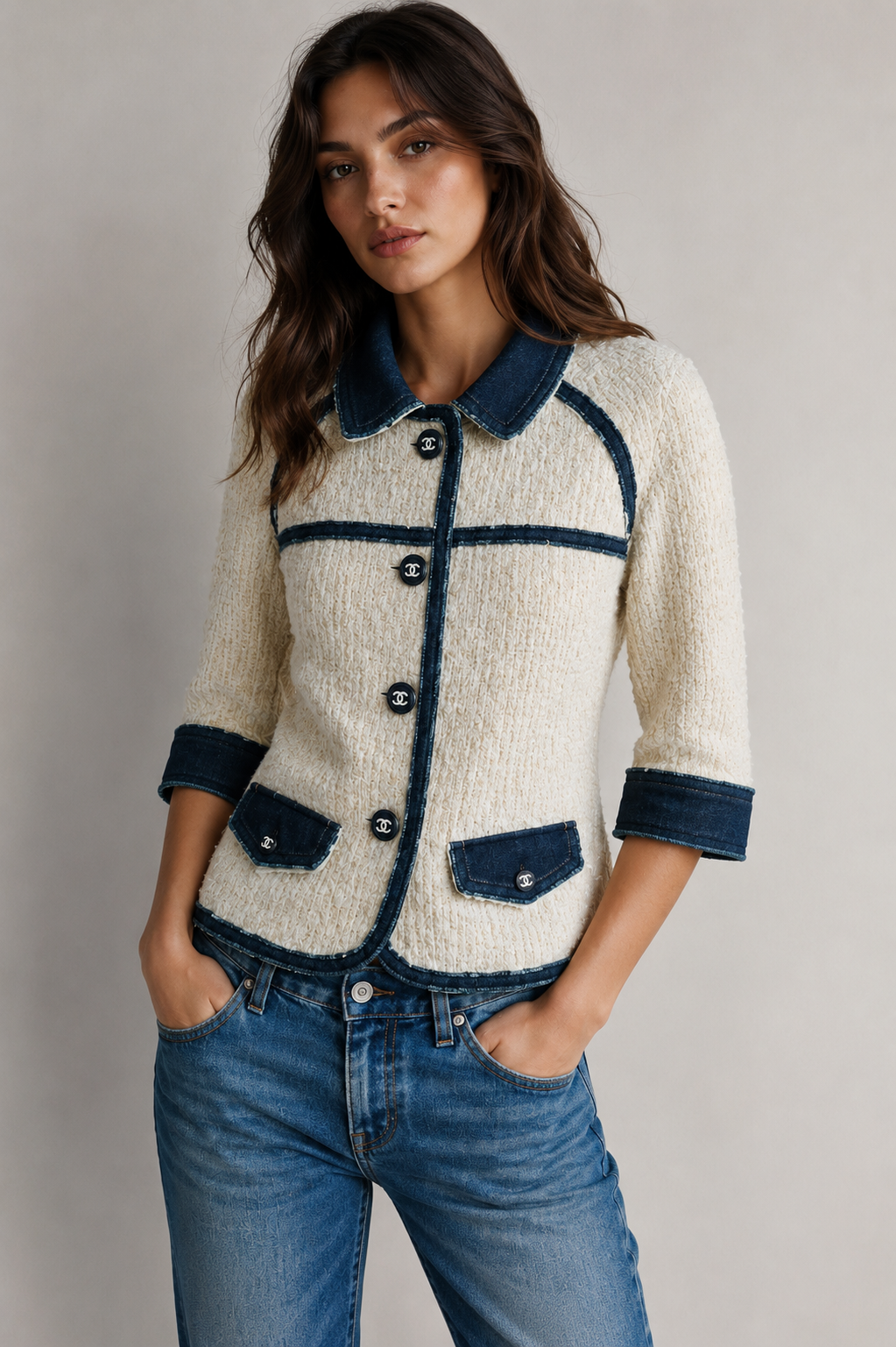Chanel 2007 Denim and Tweed Jacket