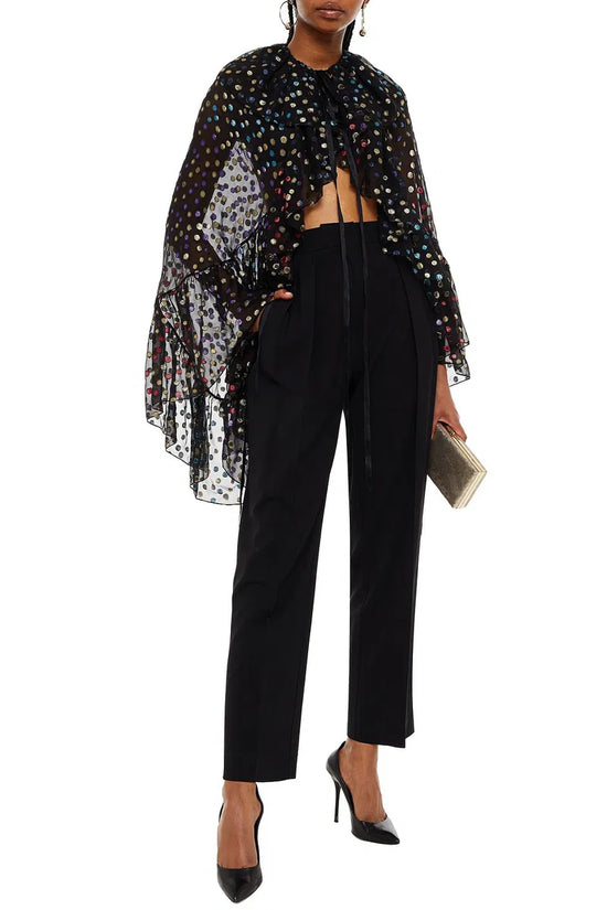 Saint Laurent Metallic Chiffon Cape