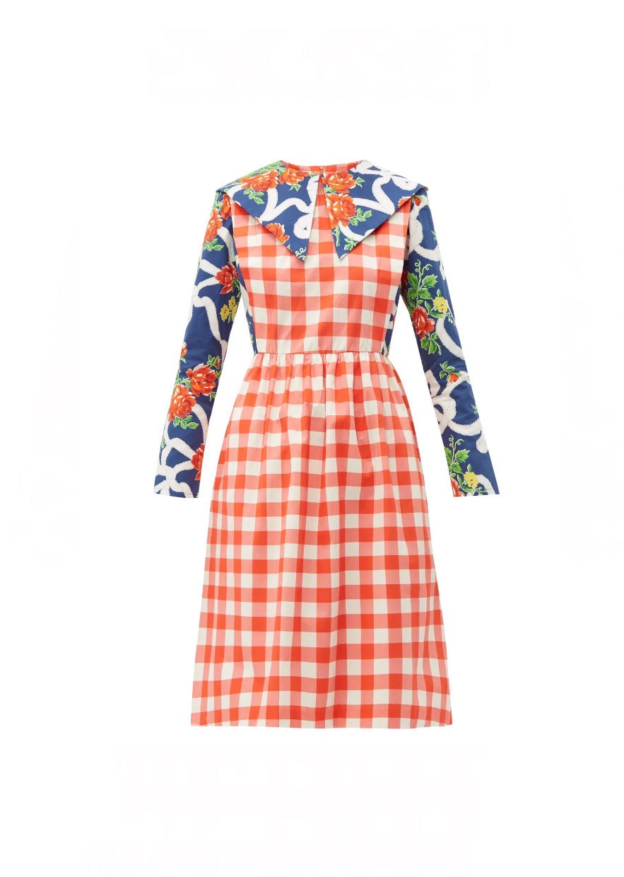 Batsheva Gingham Floral Dress - NWT