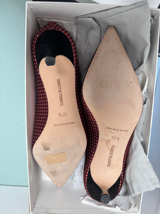 Manolo Blahnik Fabric Kitten Heels