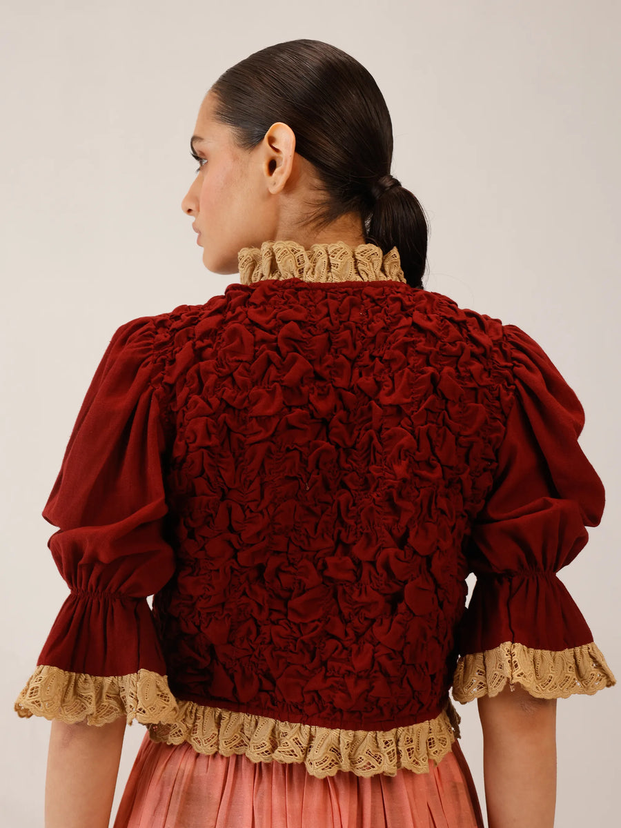 Cord Wine Ruched Top